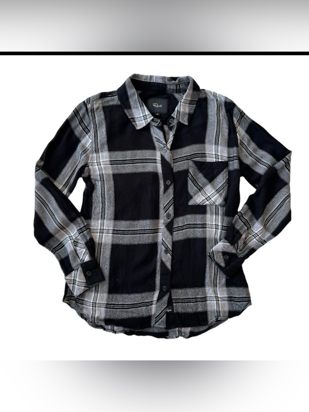 Rails black and white plaid long sleeve collared button-down soft shirt size XS